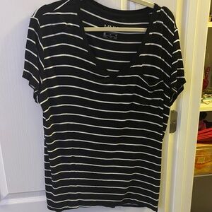 Marc New York Black and White Striped Short Sleeve Tee